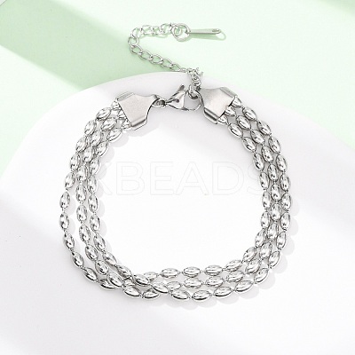 304 Stainless Steel Beads Multi-strand Bracelets BJEW-K287-01P-1