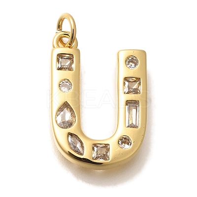 Brass Micro Pave Clear Cubic Zirconia Pendants KK-G521-01G-U-1