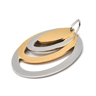 Oval 304 Stainless Steel Pendants STAS-M121-01PG-1