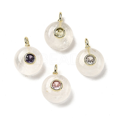 Natural Quartz Crystal Round Pendants G-H318-01G-A-06-1
