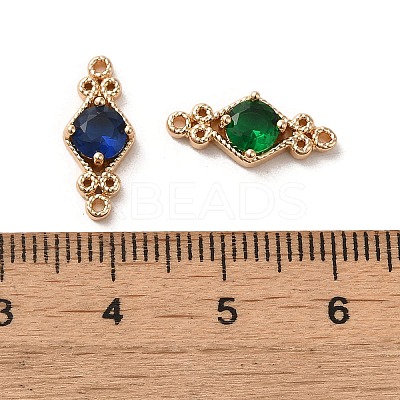 Brass Pave Cubic Zirconia Connector Charms ZIRC-P114-14KCG-1