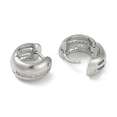 Clear Cubic Zirconia Huggie Hoop Earrings EJEW-L292-011P-1