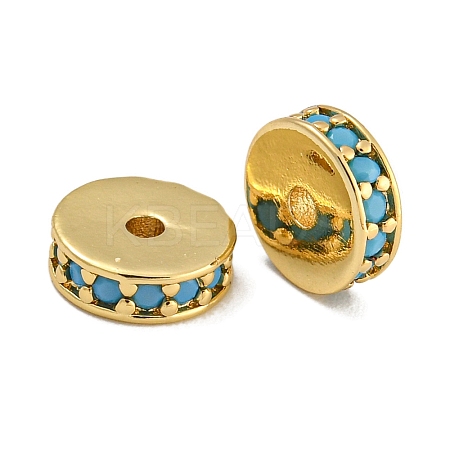 Rack Plating Brass Micro Pave Cubic Zirconia Beads KK-U030-28G-09-1