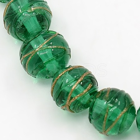 Round Shaped Handmade Gold Sand Lampwork Beads Strands X-LAMP-L001-10mm-02-1