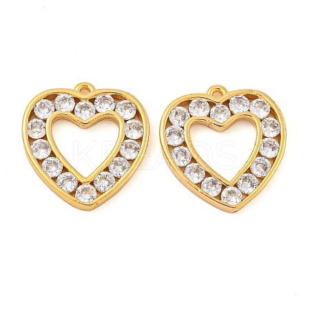 Brass Clear Cubic Zirconia Pendants KK-N254-32G-1