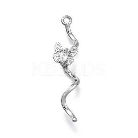 Brass Micro Pave Cubic Zirconia Pendants KK-D312-07P-1