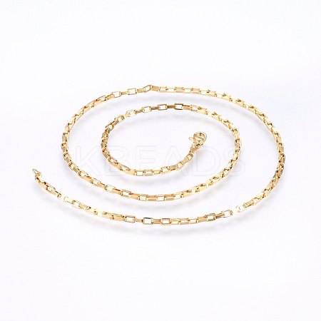 304 Stainless Steel Box Chain Necklaces NJEW-F226-07G-02-1