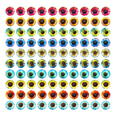 Luminous Eye Printed Glass Cabochons GGLA-PH0001-22A-1