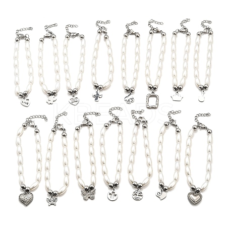 304 Stainless Steel Charm Bracelets for Women BJEW-C098-14P-1