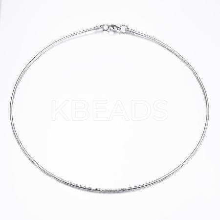 Non-Tarnish 304 Stainless Steel Snake Chain Necklaces NJEW-H450-01P-1