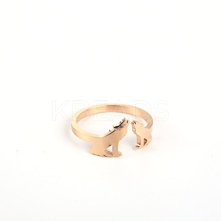 Stylish Adjustable 304 Stainless Steel Wolf Cuff Rings for Women CD3807-14-1