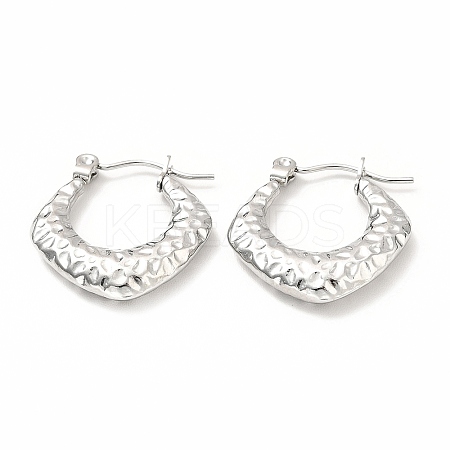 Non-Tarnish 304 Stainless Steel Chunky Rhombus Hoop Earrings for Women LS-EJEW-F283-04P-1