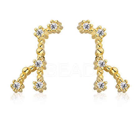 Cubic Zirconia Constellation Stud Earrings EJEW-P231-90G-07-1