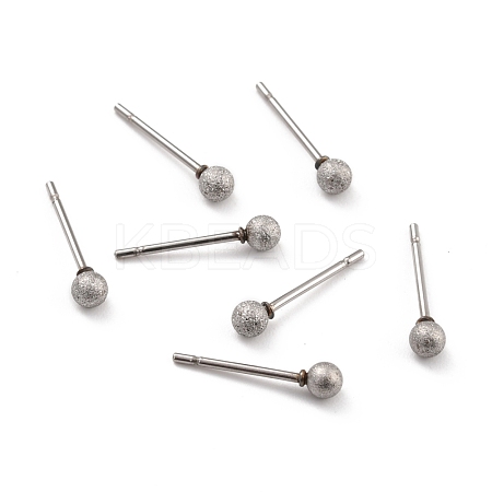 Tarnish Resistant 201 Stainless Steel Textured Ball Stud Earrings STAS-Z039-01A-P-1
