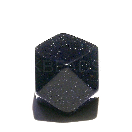 Synthetic Blue Goldstone Hexagon Figurines for Home Desktop Decoration PW-WG35775-09-1
