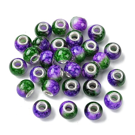 Two Tone Glass European Beads GPDL-K003-01G-1