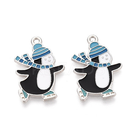 Rack Plating Alloy Enamel Penguin Pendants ENAM-T024-65A-P-1