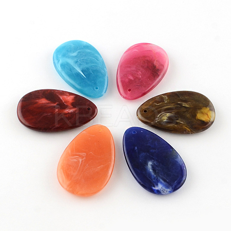 Teardrop Imitation Gemstone Acrylic Big Pendants OACR-R020-M-1