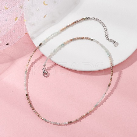 2MM Natural & Synthetic Mixed Gemstone Gradient Color Faceted Round Beaded Necklaces for Women NJEW-JN05865-01-1