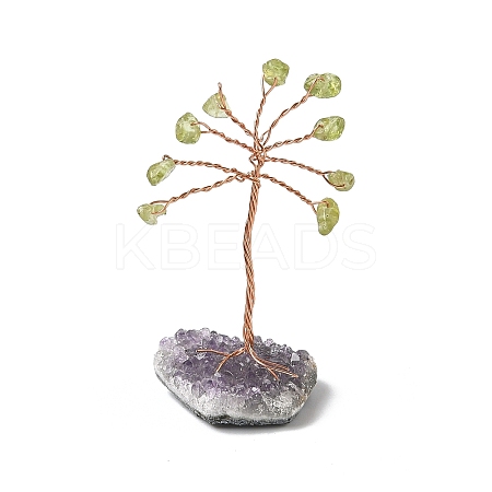 Natural Peridot Chips Tree of Life Decorations DJEW-P022-03A-01-1