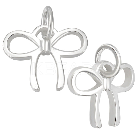 2Pcs 925 Sterling Silver Bowknot Charms STER-BBC0007-89-1