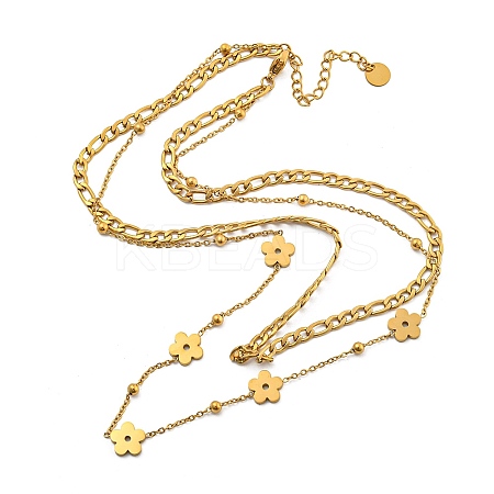 304 Stainless Steel Double Layer Necklaces NJEW-P311-01B-G-1