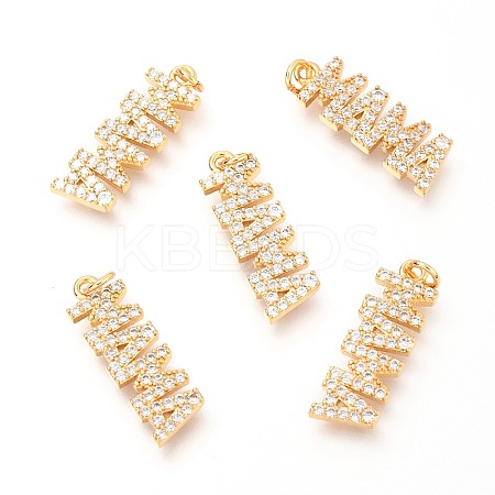 Brass Micro Pave Clear Cubic Zirconia Pendants LS-ZIRC-O036-04G-1