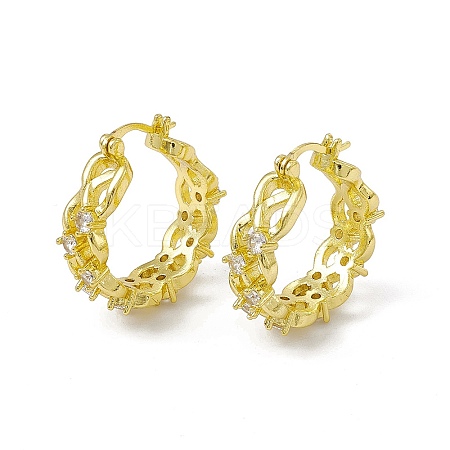 Rack Plating Brass Clear Cubic Zirconia Hoop Earrings for Women EJEW-M213-34G-1