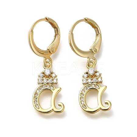 Brass Clear Cubic Zirconia Hoop Earrings EJEW-M045-01A-1