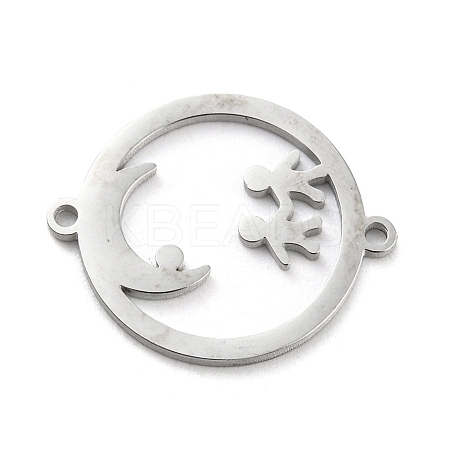Non-Tarnish 304 Stainless Steel Hollow Connector Charms STAS-P332-09P-1