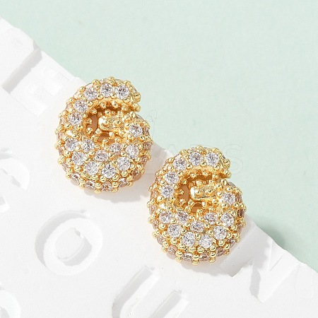 Brass Micro Pave Cubic Zirconia Stud Earrings EJEW-Z091-04G-G-1