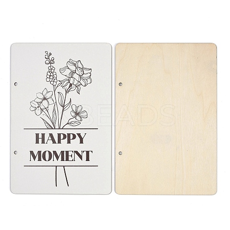 Printed Wooden 2-Ring Loose Leaf Binder Postcard Photo Album Cover DIY-XCP0003-83D-1