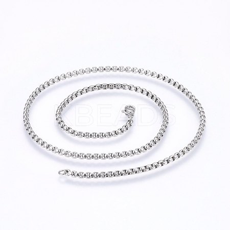 Non-Tarnish 304 Stainless Steel Box Chain Necklaces NJEW-F227-09P-08-1