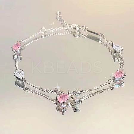Alloy Pave Cubic Zirconia Bowknot Link Bracelets WG9EBEA-05-1