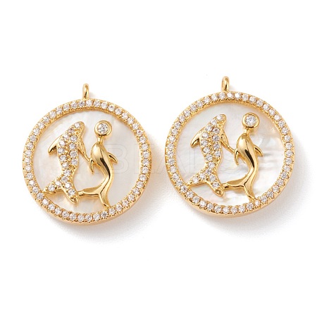 Real 18K Gold Plated Brass Micro Pave Clear Cubic Zirconia Pendants ZIRC-J039-14G-B-1