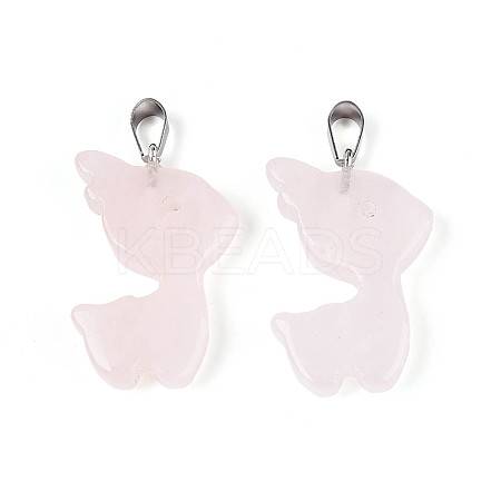 Natural Rose Quartz Pendants G-T144-11D-1