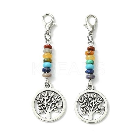 Alloy Tree of Life Pendant Decorations HJEW-JM01383-02-1