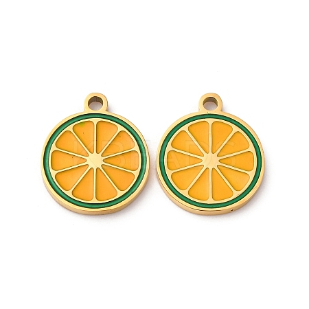 Fruit Seris 304 Stainless Steel Enamel Charms STAS-U060-03G-03-1