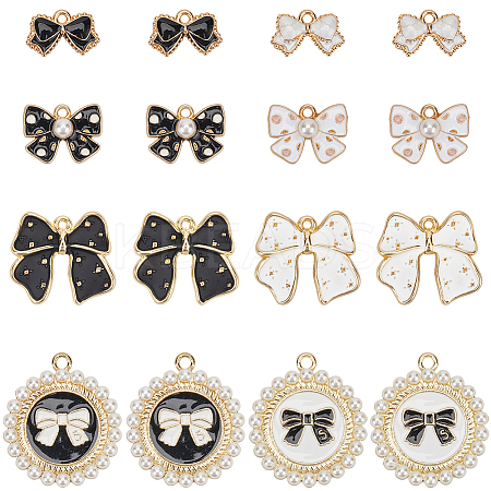 48Pcs 8 Styles Alloy Enamel Pendants ENAM-SC0005-66-1