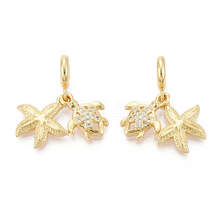 Brass Micro Pave Cubic Zirconia Pendants X-KK-N271-09G-1