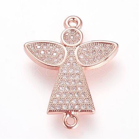 Long-Lasting Plated Brass Micro Pave Cubic Zirconia Links ZIRC-S053-17RG-1