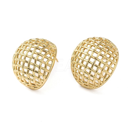 Rack Plating Brass Hollow Dome Stud Earrings for Women EJEW-Z019-18G-1