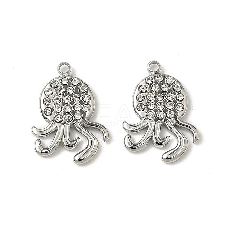 304 Stainless Steel Rhinestone Pendants STAS-V015-06P-1