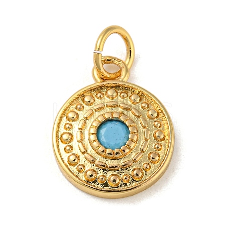 Rack Plating Brass Deep Sky Blue Micro Pave Deep Sky Blue Cubic Zirconia Pendants KK-A200-15G-1
