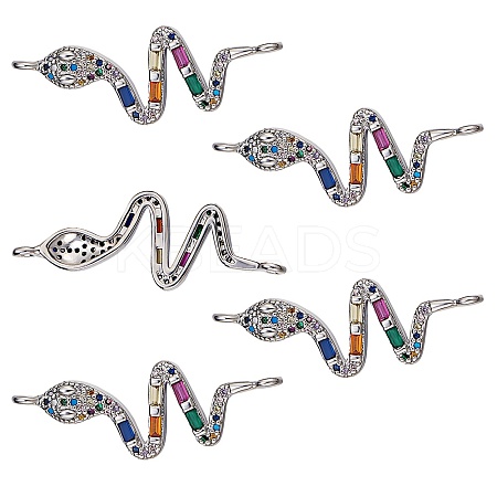 5Pcs Brass Micro Pave Cubic Zirconia Links Connectors ZIRC-SZ0002-80P-1