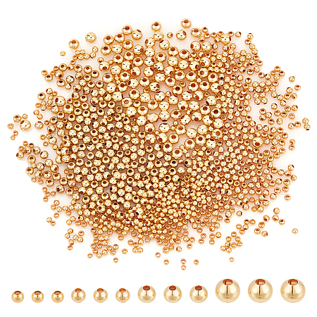  1000Pcs 4 Styles Brass Round Spacer Beads KK-NB0003-34-1