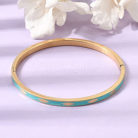 304 Stainless Steel Enamel Hinged Cuff Bangles for Women SA-CBAC920-15G-01D-1