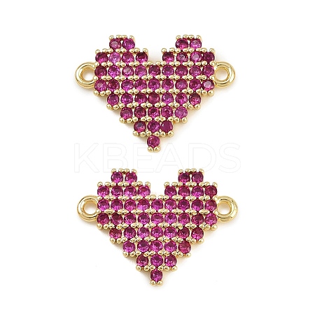 Brass Micro Pave Cubic Zirconia Heart Connector Charms KK-C114-26B-G-1