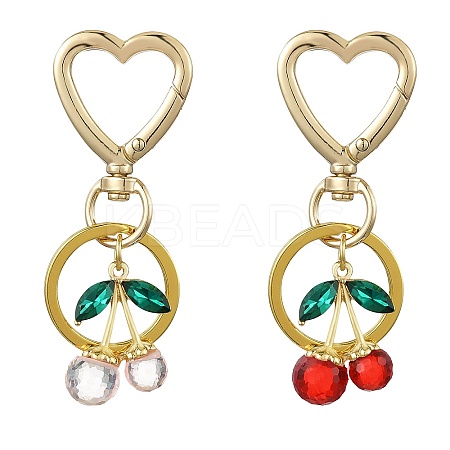 Cherry Alloy & Glass Pendant Decoration HJEW-SW00115-01-1