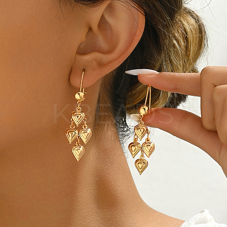 Elegant Brass Heart Tassel Hoop Earrings MS0806-1